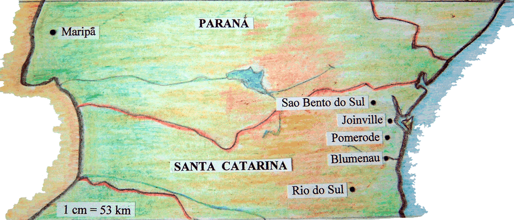 Karte von Parana und Santa Catarina